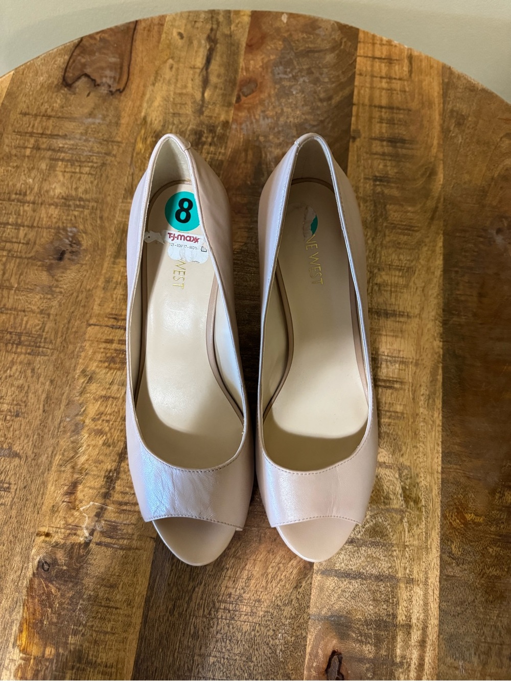 Nine West Blush Peep-Toe Leather Pumps